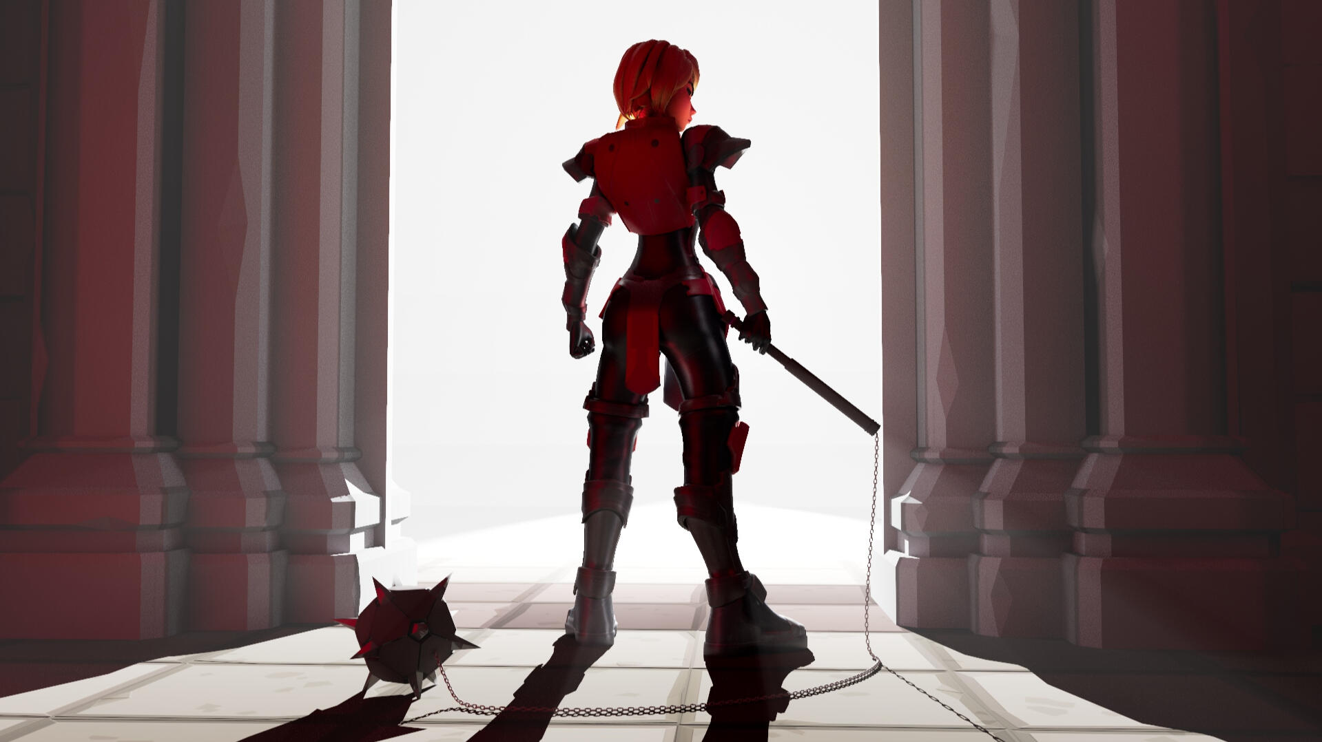 An early promotional render of our game's protagonist. Rendering, staging, and lighting done in Maya.